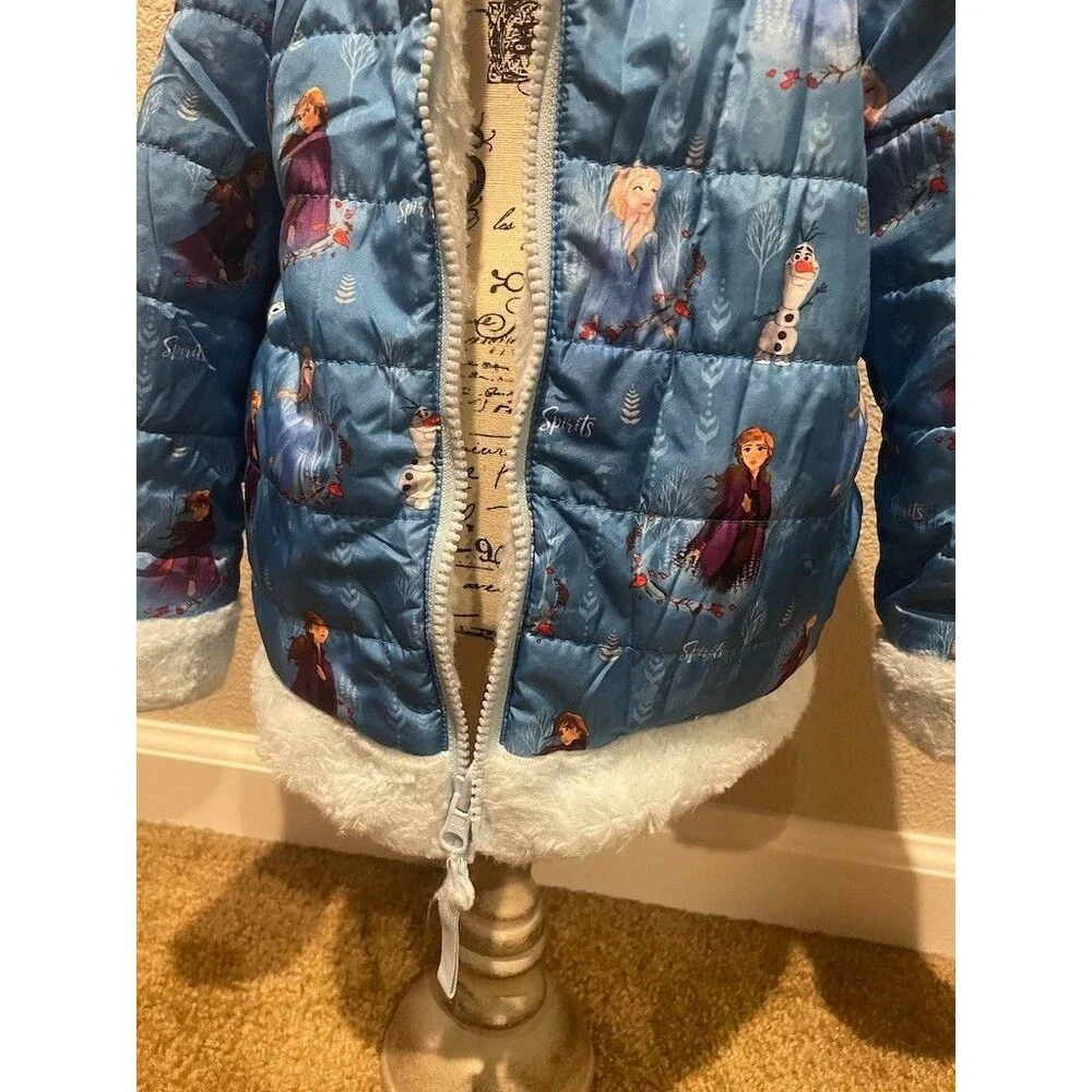 Disney Frozen Reservable (Blue & Light Blue) Puffer Jacket with Print Size 6